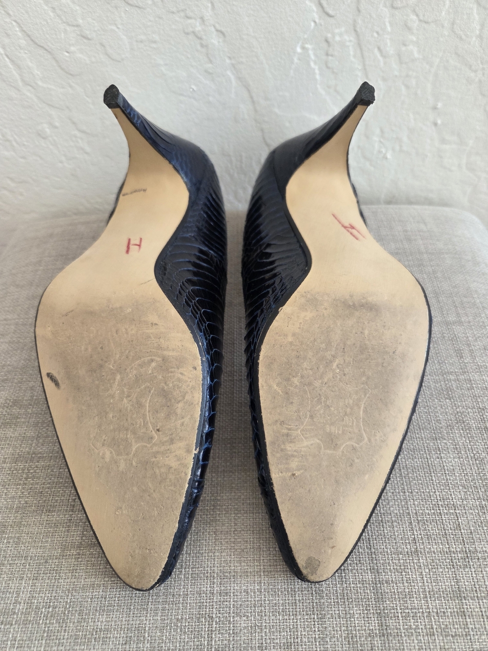 J. Renee Navy Textured Pointed-Toe Pumps - Picture 8 of 12